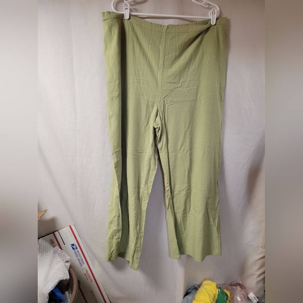 Maree Pour Toi NWT Green Linen Blend‎ Size 18 Wide Leg Pants